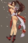  ass bad_id bad_pixiv_id brown_eyes brown_hair fatal_fury icym japanese_clothes legs long_hair pelvic_curtain ponytail revealing_clothes shiranui_mai solo the_king_of_fighters 