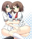  ass baka_to_test_to_shoukanjuu blush brown_hair green_eyes kinoshita_hideyoshi kinoshita_yuuko trap twins 