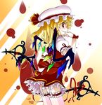  blonde_hair flandre_scarlet hat ponytail red_eyes short_hair side_ponytail solo thighhighs touhou white_legwear wings yakuta_tetsuya 