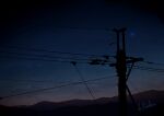  alu.m_(alpcmas) cloud commentary_request evening gradient_sky landscape mountain mountainous_horizon night night_sky no_humans open_mouth original power_lines scenery signature silhouette sky star_(sky) utility_pole 