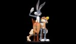  3d_(artwork) anthro blonde_hair bugs_bunny clothing digital_media_(artwork) duo female genitals gloves hair handwear lagomorph leporid lola_bunny looking_back looking_pleasured looney_tunes male male/female mammal nonotoys pawpads pinup pose pussy rabbit raised_tail sitting slap spanking_butt tail warner_brothers 