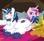  absurd_res after_sex alicorn_pony anus balls bedroom blush butt duo fart fart_cloud fart_fetish female feral friendship_is_magic genitals hasbro hi_res male male/female mane married_couple messy_mane moon_pearl morning musk my_little_pony princess_cadance_(mlp) shining_armor_(mlp) succubi_samus 