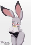  absurd_res anthro breasts byghosteduard disney ears_up female fur grey_body grey_fur hi_res judy_hopps lagomorph leporid mammal multicolored_body purple_eyes rabbit simple_background solo text zootopia 