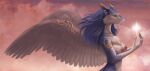  absurd_res angel clothed clothing cloud female hi_res kate_(disambiguation) kate_(morpheuskibbe) nude sergal topless wings 