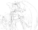  2018 anthro big_breasts blush breasts crossgender dragon duo feathers featureless_breasts featureless_crotch female genitals hair legendz looking_at_viewer monochrome mtf_crossgender non-mammal_breasts nude pussy ranshiin scalie shiron signature western_dragon windragon wings zerofox1000 