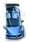  absurdres car from_above ground_vehicle gumpert_apollo highres motor_vehicle no_humans original simple_background sketch solo spoiler_(automobile) sports_car tsu-chan unfinished vehicle_focus vehicle_name white_background 