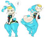  animal_crossing anthro big_breasts big_butt black_eyes blonde_hair blush breasts butt camel_toe clothing female francine_(animal_crossing) hair headgear headwear hi_res huge_butt lagomorph leporid looking_back mammal nintendo purple_yoshi_draws rabbit shirt solo struggling_to_fit thick_thighs thought_bubble topwear torn_clothing wardrobe_malfunction white_body wide_eyed wide_hips 
