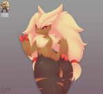  absurd_res anthro bodily_fluids female feral fusion generation_4_pokemon generation_5_pokemon genital_fluids hi_res knowdwagon lopunny nintendo pokemon pokemon_(species) pokemon_fusion pussy_juice solo solo_focus zoroark 