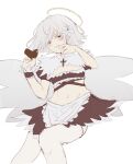  1girl accelerator_(toaru_majutsu_no_index) albino ambiguous_gender apron arm_up bikini black_skirt blush candy chocolate cleavage_cutout clothing_cutout cowboy_shot crop_top flower food genderswap genderswap_(mtf) hair_flower hair_ornament halo heart heart-shaped_chocolate highres holding holding_food knees_together_feet_apart lily_(flower) lying maid maid_apron maid_bikini navel on_back outstretched_arms pantyhose puffy_short_sleeves puffy_sleeves red_eyes short_hair short_sleeves sketch skirt smile swimsuit waist_apron white_apron white_background white_hair white_pantyhose wrist_cuffs 