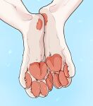  4_toes ambiguous_form ambiguous_gender ambiguous_species faceless_ambiguous faceless_character feet foot_shot foot_tuft fur hi_res pawpads red_pawpads roobin simple_background solo toes tuft white_body white_fur 