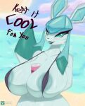  absurd_res anthro big_breasts bikini blue_body blush breasts clothing digital_media_(artwork) eeveelution female fur generation_4_pokemon glaceon hi_res huge_breasts looking_at_viewer mistrct nintendo open_mouth pokemon pokemon_(species) solo string_bikini swimwear thick_thighs wide_hips 
