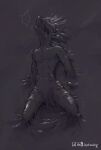 2023 anthro black_goo dragon hi_res hydrowing male open_mouth solo sticky stuck 