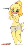  animal_crossing anthro blush blush_lines bodily_fluids caught clothed clothing covering covering_self dripping dripping_pussy embarrassed female genital_fluids isabelle_(animal_crossing) nintendo pussy_juice pyrpul sex_toy shaking solo tears topless trembling vibrator vibrator_under_clothing wet wet_clothing 