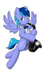  2013 alpha_channel blue_body blue_bow_tie blue_hair blue_tail collar cutie_mark digital_media_(artwork) equid equine fan_character feral flying hair harmonic_hooves_(oc) hasbro hi_res looking_at_viewer male mammal musical_instrument my_little_pony noxington pegasus playing_saxophone saxophone simple_background solo tail transparent_background white_collar wind_instrument wings woodwind_instrument 