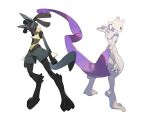  2022 ambiguous_gender anthro black_body black_fur blue_body blue_fur canid canine duo full-length_portrait fur gebijiade_89 generation_1_pokemon generation_4_pokemon legendary_pokemon long_tail lucario mammal mewtwo nintendo pokemon pokemon_(species) portrait purple_eyes red_eyes simple_background spikes standing tail thick_tail white_background yellow_body yellow_fur 