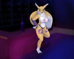  anthro bandai_namco big_breasts breasts chubby_female clothed clothing digimon digimon_(species) digital_drawing_(artwork) digital_media_(artwork) female nipples partially_clothed renamon slightly_chubby solo thick_thighs wild_inhibitions 