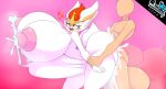  anthro areola balls big_breasts blush bodily_fluids breasts butt cinderace duo female fur generation_8_pokemon genital_fluids genitals hi_res huge_breasts lagomorph leporid male male/female mammal nintendo nipples nude open_mouth penis pink_areola pink_nipples pokemon pokemon_(species) rabbit sex simple_background thiccbuns white_body white_fur 