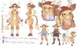  absurd_res anthro avian bird blonde_hair blue_eyes bovid bovine caramel_(nyanrawr) cattle female hair hi_res highland_cattle lobozo mammal markings mature_female model_sheet nyanrawr owl slightly_chubby solo tall thick_thighs 