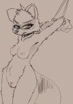  anthro bound breasts ek_(artist) female frown genitals hands_tied hi_res mammal procyonid pussy raccoon scowl sketch solo solo_focus tail 