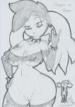  2022 anthro areola_outline big_breasts blush bodily_fluids bracelet braless breasts chibi clothing collar devil_horns_(gesture) duo eyeliner female flaccid floppy_ears generation_4_pokemon genital_fluids genitals gesture goth graphite_(artwork) hand_on_hip headgear headgear_only headwear headwear_only innie_pussy jewelry legendary_pokemon legwear looking_at_viewer lunaris_parukia makeup male mostly_nude narrowed_eyes navel nintendo nipple_outline noa_(lunaris_parukia) penis pokemon pokemon_(species) pokemorph pussy pussy_juice shaymee_(lunaris_parukia) shaymin sky_forme_shaymin spiked_bracelet spiked_collar spikes stockings surprised_expression thigh_highs topwear torn_clothing torn_thigh_highs torn_topwear traditional_media_(artwork) under_boob 