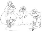  2022 ailurid anthro areola bear big_breasts breast_expansion breasts cauldron cleavage clothed clothing expansion eyes_closed fangs female giant_panda group hi_res huge_breasts hyper hyper_breasts liquid lunarspy mammal monochrome nipples one_eye_closed potion red_panda rilao_(pandarilao) shi_yu_(lunarspy) signature simple_background smile sound_effects standing teeth text thick_thighs trio xue_feng_(lunarspy) 