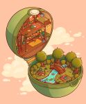  artist_name basket bed blanket book bookshelf bridge bulbasaur bush cattail cloud commentary cushion english_commentary evergreenqveen flower flower_pot food fruit grass highres ladder lily_pad mushroom nightstand no_humans open_book pillow pink_background plant poke_ball poke_ball_(basic) pokemon pokemon_(creature) polly_pocket potted_plant reading rock rug sack scenery simple_background sleeping stool stream string_of_light_bulbs table tree tree_stump trowel vines water window wooden_bridge wooden_floor 