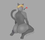  &lt;3 atomic_heart backsack balls big_butt butt cat_tail eriklechugaa feline_ears female genitals hi_res looking_at_viewer looking_back machine robot solo the_twins_(atomic_heart) thick_thighs 