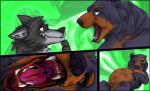  abdominal_bulge anthro balls bear belly big_belly big_bulge bodily_fluids bulge bulge_size_difference canid canine canis claws digital_media_(artwork) duo feral fur genitals looking_at_viewer male male/male mammal nude open_mouth oral_vore penis renly renlythewolf reoisready saliva simple_background size_difference soft_vore teeth tongue tongue_out vore wolf 
