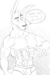  anthro briefs briefs_only bulge cellphone clothed clothing dialog_box dialogue english_text kangaroo macropod male mammal marsupial muscular muscular_male nipples open_mouth phone pouch_(anatomy) solo text topless underwear underwear_only zurdomon 