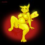  anthro areola breasts butt female fur generation_1_pokemon genitals gronnulv looking_at_viewer nintendo nipples one_eye_closed pikachu pokemon pokemon_(species) pokemorph pussy red_eyes solo yellow_body yellow_fur 