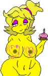  annoyed anthro avian bedroom_eyes big_breasts bird breasts chica_(cally3d) chica_(fnaf) chicken cupcake cupcake_(fnaf) female five_nights_at_freddy&#039;s food frosting frosting_on_breasts galliform gallus_(genus) messy narrowed_eyes phasianid scottgames seductive solo 