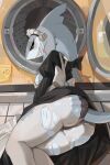  absurd_res anthro blush breasts butt clothing female fish hi_res lace_panties maid_uniform marine panties shark solo torn_clothing underwear uniform yee_chair 