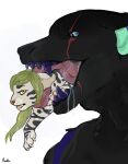  anthro black_body black_fur blue_eyes blue_teeth bodily_fluids drooling duo felid female fur glistening glistening_eyes green_hair hair hi_res in_mouth male mammal open_mouth oral_vore pink_tongue pupils red_nose red_tongue roobin saliva saliva_in_hair saliva_on_chin saliva_on_tongue signature simple_background slit_pupils species_request tongue vore white_background white_body white_fur yellow_eyes 