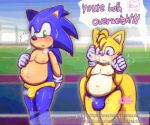  big_butt blush butt chubby_male clothed clothing duo male male/male miles_prower nipples onechan overweight overweight_male sega sigh slightly_chubby sonic_the_hedgehog sonic_the_hedgehog_(series) speedo speedo_only swimwear thick_thighs topless 