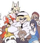  6+girls animal_ears anya_melfissa black_hair blonde_hair brown_hair buffson chibi cleaver dress fox_ears fox_girl glasses hakos_baelz hololive hololive_english hololive_indonesia kobo_kanaeru long_hair mouse_ears mouse_girl multicolored_hair multiple_girls muscular nanashi_mumei omaru_polka ouro_kronii pink_hair red_hair sitting streaked_hair sunglasses virtual_youtuber white_hair zedd_(zedgawr) 