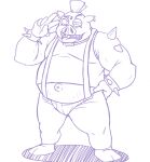  2023 anthro belly big_belly bulge clothing domestic_pig humanoid_hands kabaton kemono male mammal oogamikennta overweight overweight_male pretty_cure shirt soaring_sky!_pretty_cure solo suid suina sus_(pig) suspenders topwear underwear 