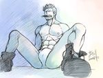  boots briefs cigar male_focus monochrome one_piece smoker_(one_piece) smoking solo underwear 