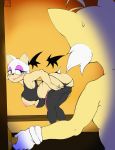  anthro bent_over big_butt blush breasts butt canid canine chiropteran clothing duo female fox goat-kun looking_back makeup male mammal miles_prower nipples panties rouge_the_bat smile sonic_(series) sweat sweatdrop underwear undressing 
