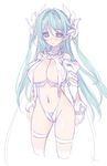  bad_id bad_pixiv_id bare_shoulders blade_(galaxist) blush breasts bridal_gauntlets cleavage cowboy_shot cropped_legs hair_ornament large_breasts long_hair navel original pointy_ears sketch solo twintails 
