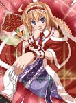  alice_margatroid bad_id bad_pixiv_id blonde_hair blue_eyes flower hairband looking_at_viewer rondo_umigame rose short_hair solo touhou 
