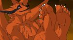  2023 5_toes aladdindragonson42 anthro canid canine claws crossed_arms feet finger_claws fingernails fingers foot_fetish foot_focus fox fox_spirit fur humanoid_feet humanoid_hands kurama looking_down lying male mammal nails naruto orange_body orange_fur plantigrade prick_ears red_eyes sharp_claws sharp_fingernails sharp_nails sharp_teeth sharp_toenails simple_background smile snout soles solo teeth toe_claws toenails toes 