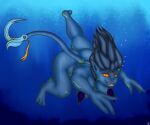  2020 3_fingers alien alien_humanoid anthro blue_body blue_skin breasts digital_drawing_(artwork) digital_media_(artwork) female fingers humanoid jenexian maxhe orange_sclera sharp_teeth solo tail teeth underwater underwater_view unusual_anatomy unusual_tail water 