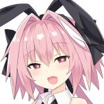  1boy animal_ears astolfo_(fate) astolfo_(saber)_(fate) ca_ligula_(extendzamonas) fang fate/grand_order fate_(series) heart heart-shaped_pupils looking_at_viewer lowres male_focus multicolored_hair open_mouth otoko_no_ko pink_hair rabbit_ears red_eyes skin_fang smile streaked_hair symbol-shaped_pupils two-tone_hair white_hair 