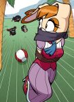  anthro ball bdsm bondage bound cellphone chao_(sonic) chase clothing dark_chao female footwear gag gagged group hi_res high_heels imightbemick lagomorph leporid looking_back mammal motion_lines otm_gag palm_tree phone plant rabbit restraints rope rope_bondage running sega sonic_the_hedgehog_(series) tree vanilla_the_rabbit 