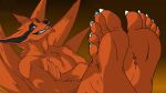  2023 5_toes aladdindragonson42 anthro canid canine claws crossed_arms feet finger_claws fingernails fingers foot_fetish foot_focus fox fox_spirit fur humanoid_feet humanoid_hands kurama looking_at_viewer lying male mammal nails naruto orange_body orange_fur plantigrade prick_ears red_eyes sharp_claws sharp_fingernails sharp_nails sharp_teeth sharp_toenails simple_background smile snout soles solo teeth toe_claws toenails toes 