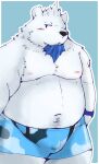  2023 anthro beartic belly big_belly black_nose blush bulge clothing fur generation_5_pokemon hi_res kemono male moobs navel nintendo nipples overweight overweight_male pokemon pokemon_(species) snow_utamaru solo underwear white_body white_fur 