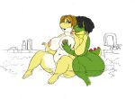  anthro areola bath bathing bathtub big_breasts big_butt breast_grab breast_play breasts butt curvy_figure digital_media_(artwork) dinosaur drugs duo female female/female furgonomics furry-specific_piercing ganja_(vdisco) green_yoshi hair hand_on_breast licking mario_bros navel neck_lick nintendo nipples noffy non-mammal_breasts nude nushi open_mouth overweight overweight_anthro overweight_female partially_submerged piercing pink_sclera reptile scalie simple_background smile spines stoned substance_intoxication tail tail_piercing thick_thighs tongue tongue_out vdisco video_games water wide_hips yoshi 