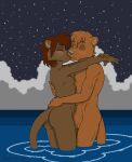  2023 4_fingers amanda_(delisle) anthro anthro_on_anthro balls black_nose breasts brown_body brown_fur butt casual_nudity delisle digital_media_(artwork) duo embrace eyes_closed female fingers fur genitals hair hand_on_back hi_res humanoid_hands intimate jonas_(delisle) kiss_on_lips kissing love male male/female mammal mustelid nature night nipples nude otter outside partially_submerged passionate passionate_kiss red_hair romantic romantic_ambiance romantic_couple signature skinny_dipping sky small_breasts smile social_nudity standing standing_in_water star starry_sky water 