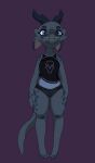  anthro black_clothing blue_body blue_eyes blue_scales blue_tail claws clothing eyelashes facial_piercing female freckles grey_clothing grey_tail hi_res kobold markings nose_piercing piercing purple_clothing scales scalie solo spots spotted_markings squablodecomplash tail topwear underwear vex_(squablodecomplash) 