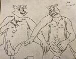  absurd_res bandit_heeler black_and_white bluey_(series) burb_guy canid canine canis daddy_kink disney domestic_dog duo fox genitals gideon_grey hi_res humanoid humanoid_genitalia humanoid_penis hybrid_genitalia hybrid_penis knot knotted_humanoid_penis male male/male mammal mature_male monochrome penis zootopia 